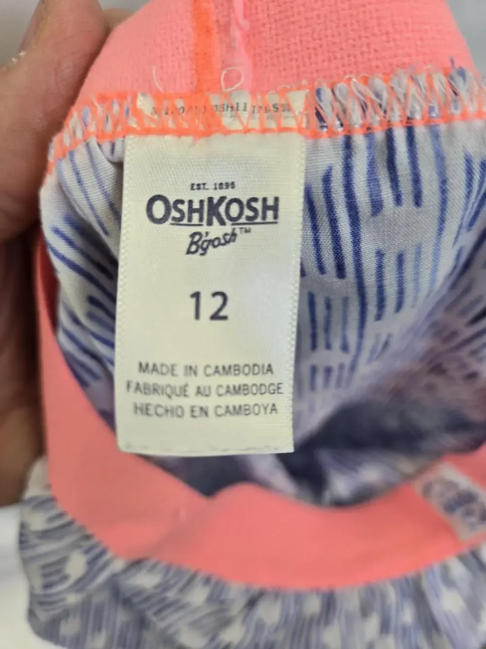 OshKosh B'gosh Dress Pants Girls 12 Blue Striped Pull On Wide Leg Casual Summer